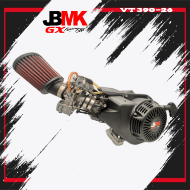 VT390-26 VT390-26 Kartmotor von JBMK GX Racing – schwarzer Honda GX390 Tuningmotor mit Vergaser und rotem Kegel-Sportluftfilter